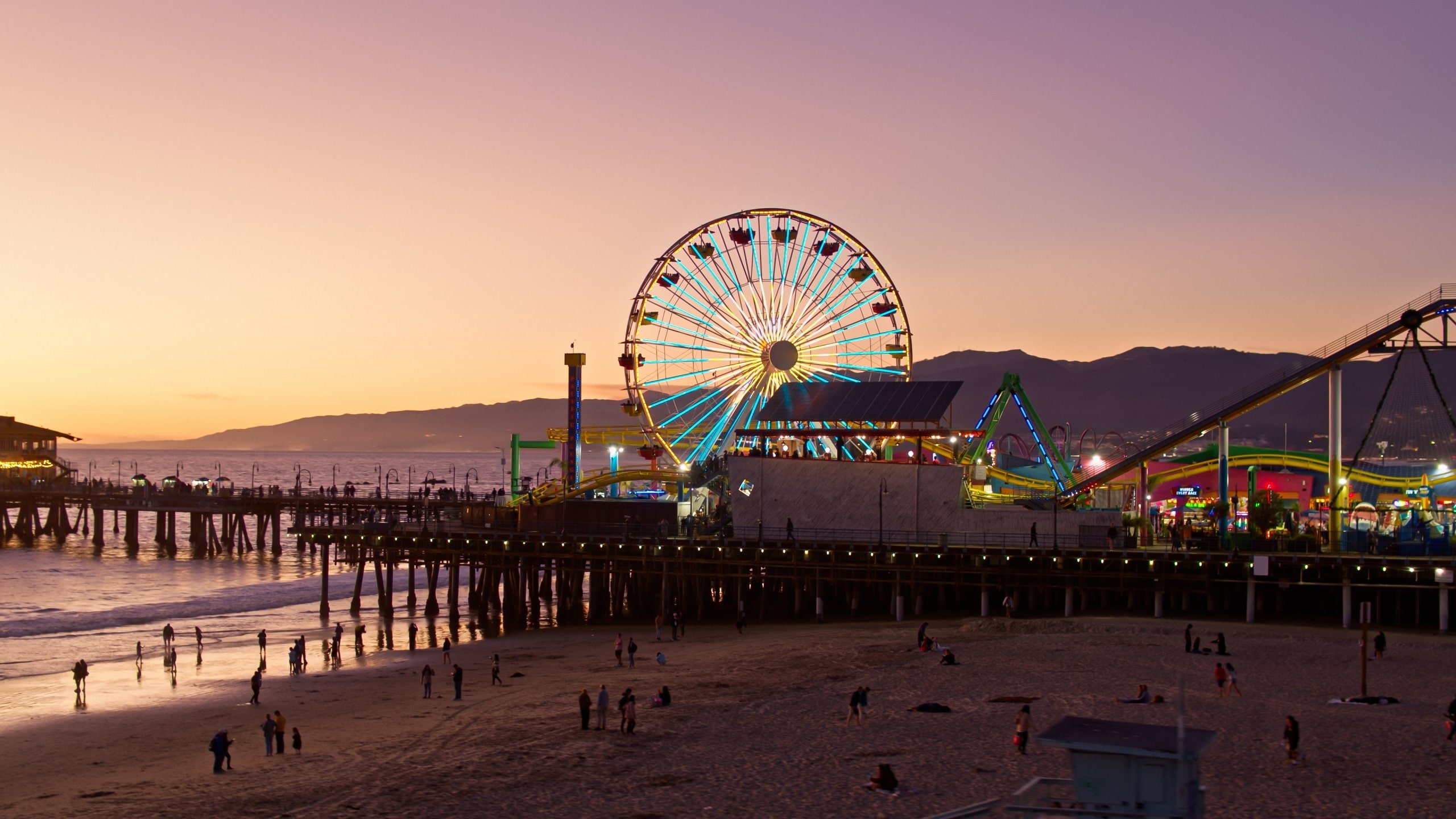 View of Santa Monica Pier during sun set