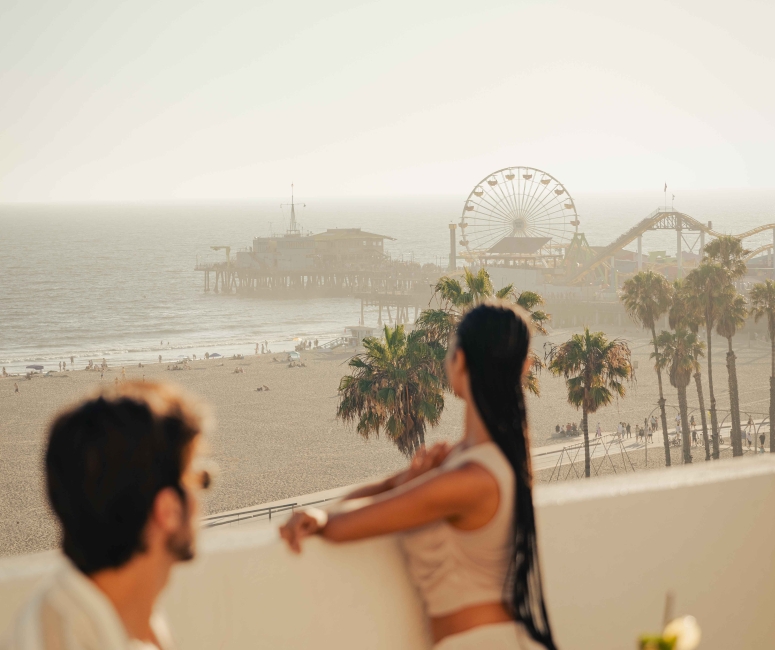 Balcony overlooking Santa Monica pier