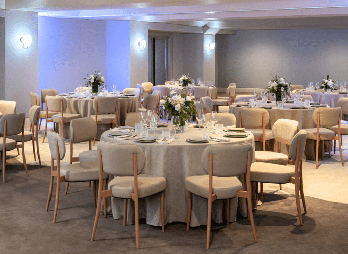 Large room with many chairs and tables at Sandbourne Santa Monica