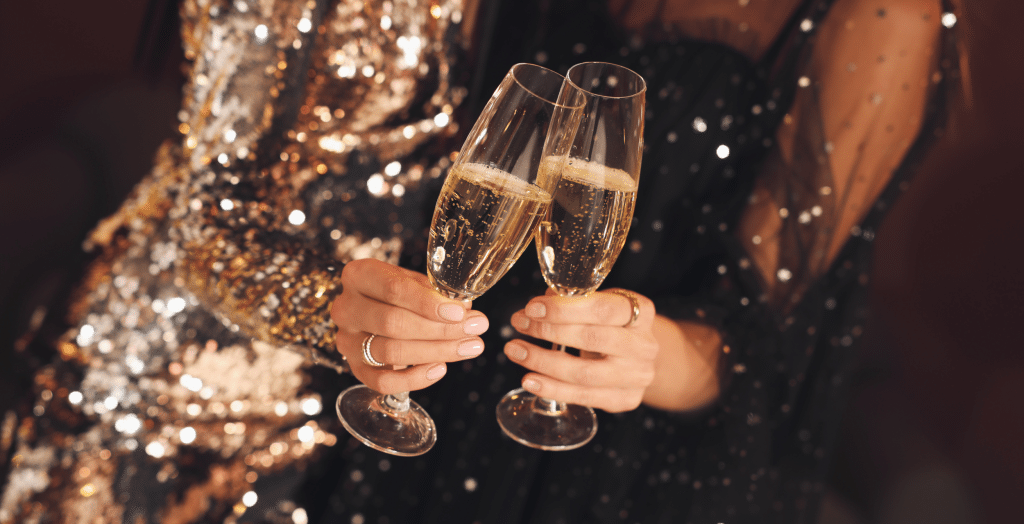Two woman enjoying glasses of champagne
