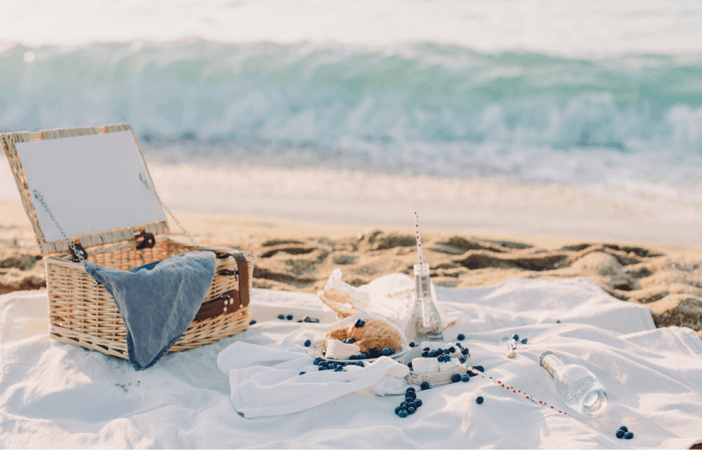 picnic basket on the beach