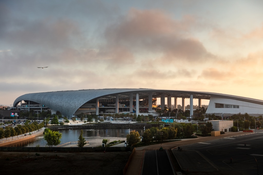 SoFi Stadium in Inglewood, CA at Sunrise